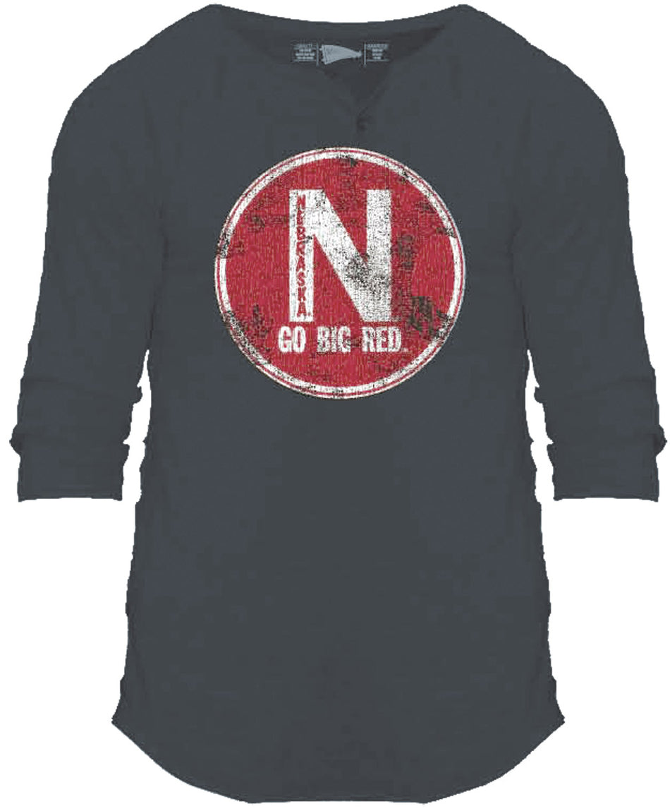 RETRO L/S CHARCOAL HENLEY