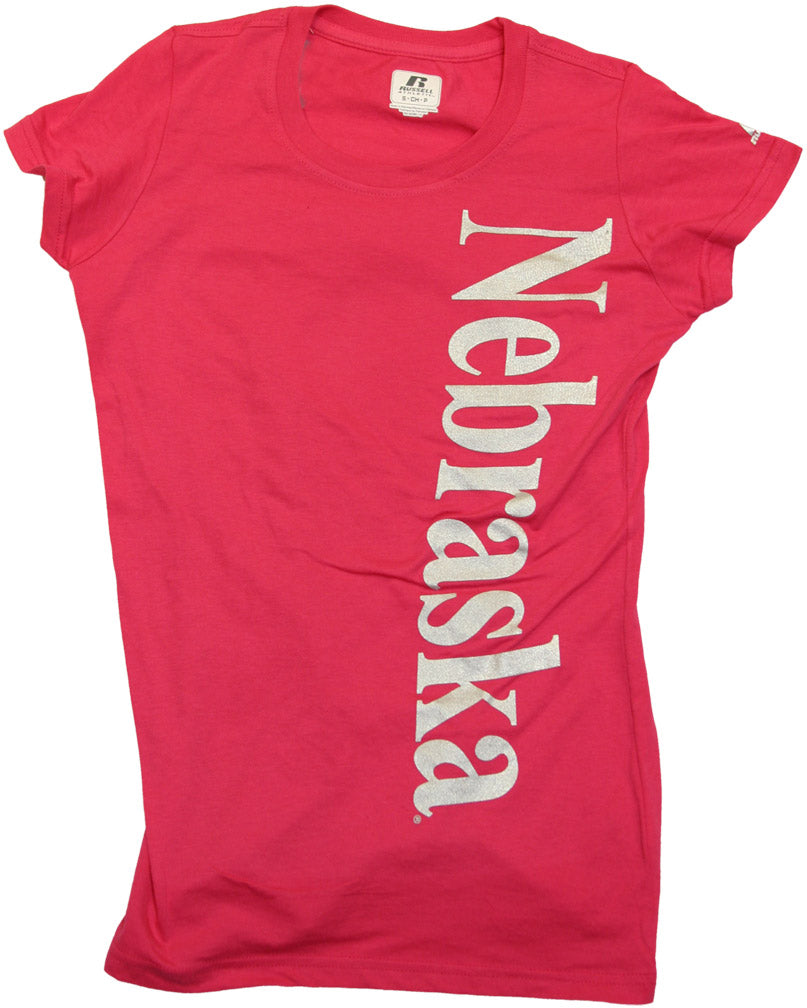 WMNS PINK TEE WITH SILVER 'NEB' DWN SIDE