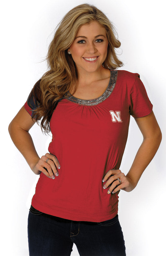 Ladies Sequins Collar Top