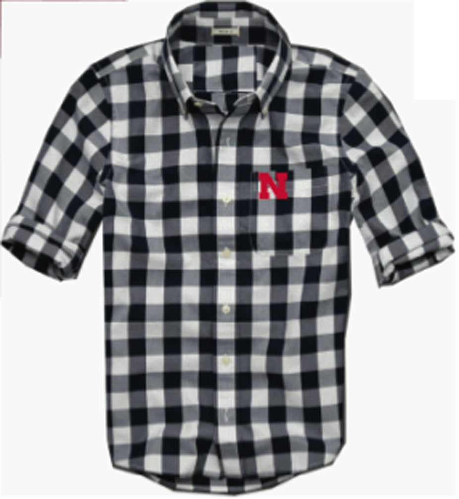 Ladies Boyfriend Fit Plaid Shirt-Black