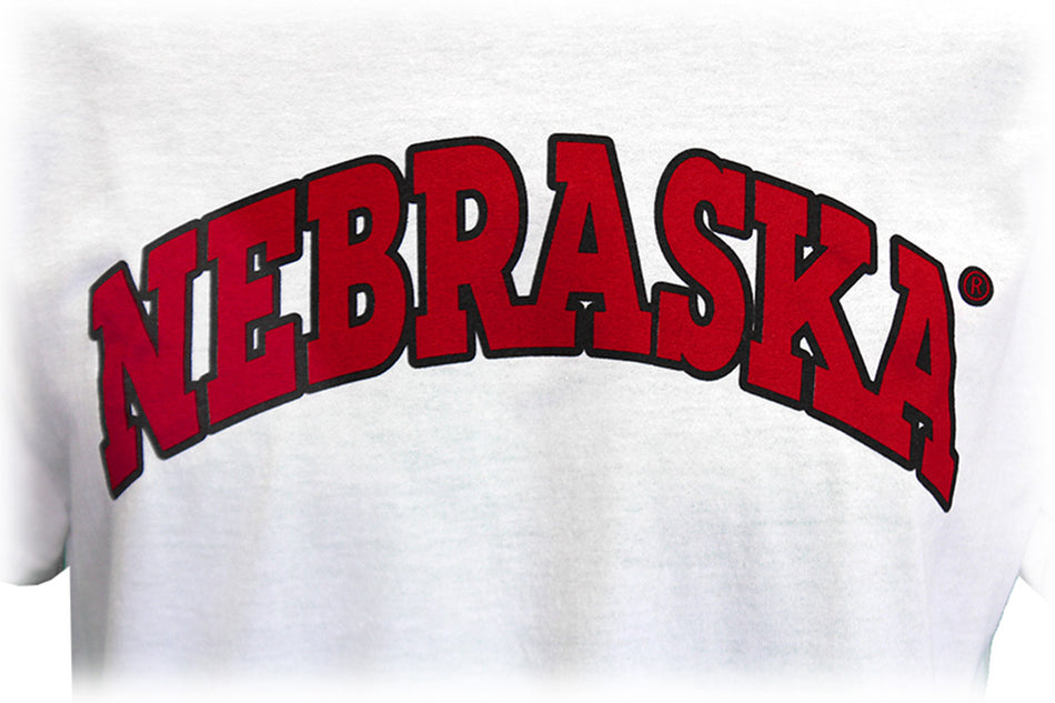 White Bold Nebraska Arch Tee