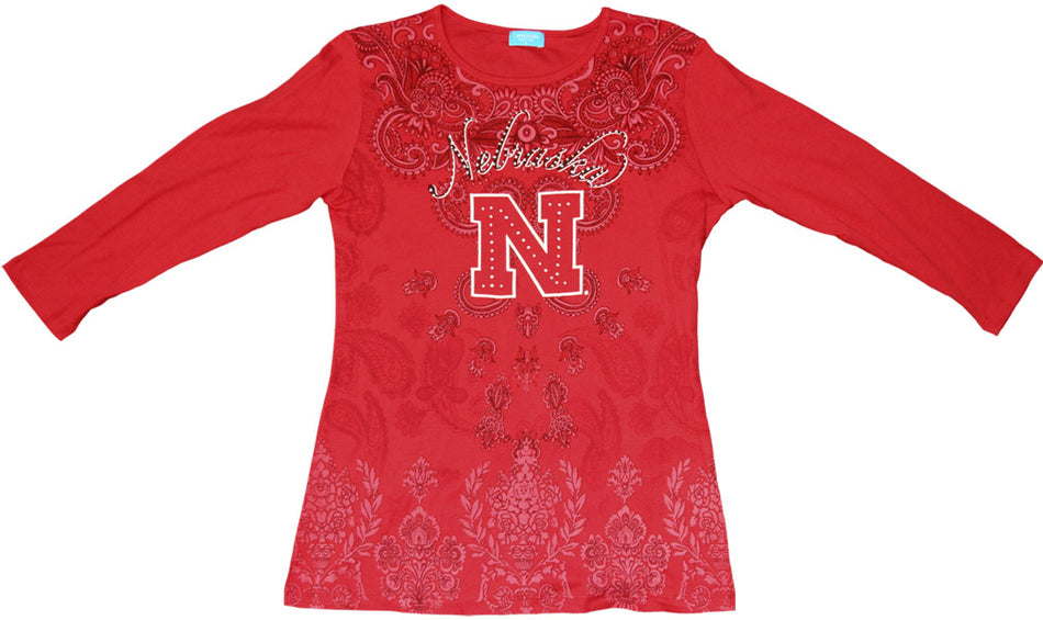 PAISLEY 3/4 SLEEVE RED SHIRT