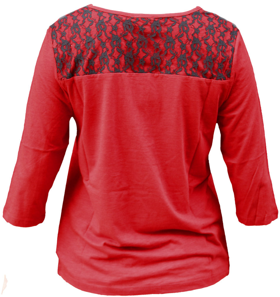 Lace Shoulder 3/4 Sleeve Top
