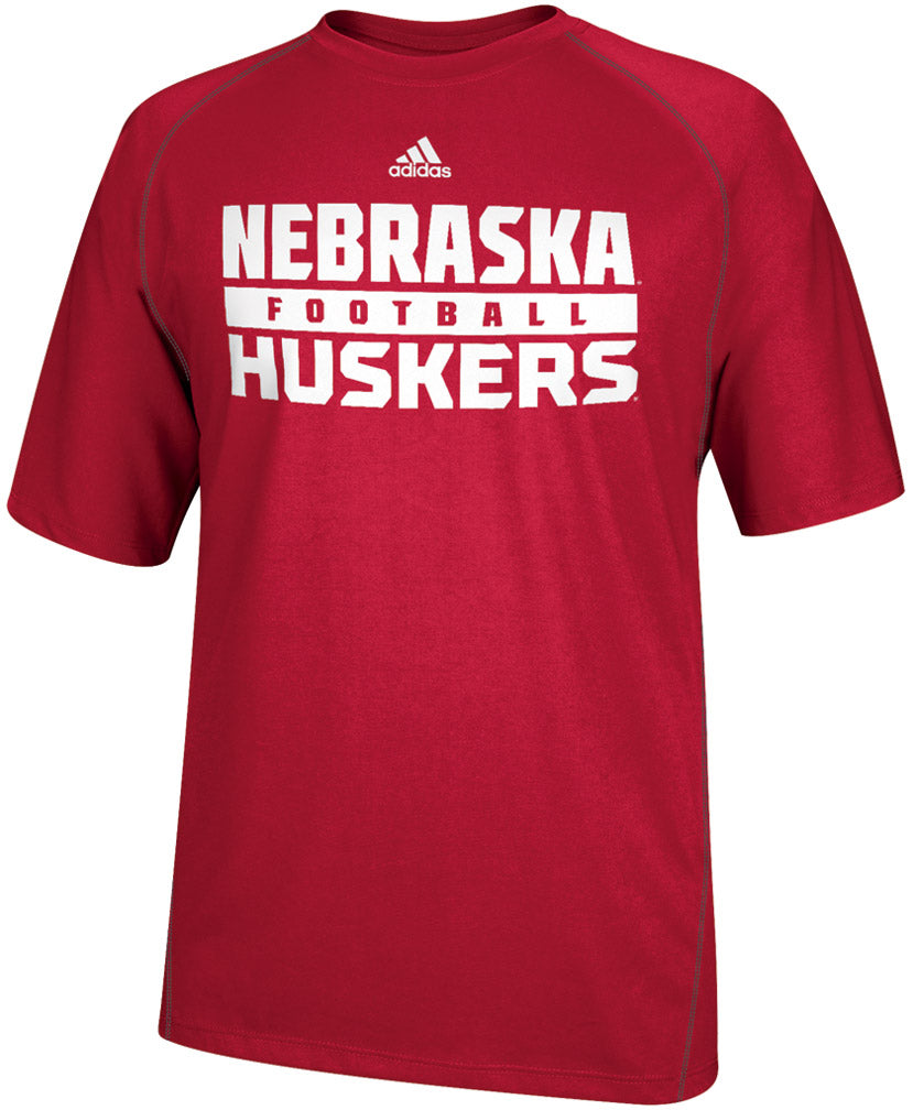 Adidas Red Nebraska Football Short Sleeve Climalite Tee
