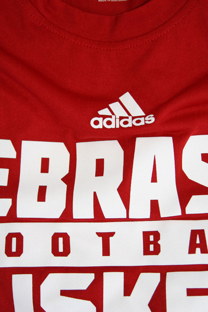 Adidas Red Nebraska Football Short Sleeve Climalite Tee
