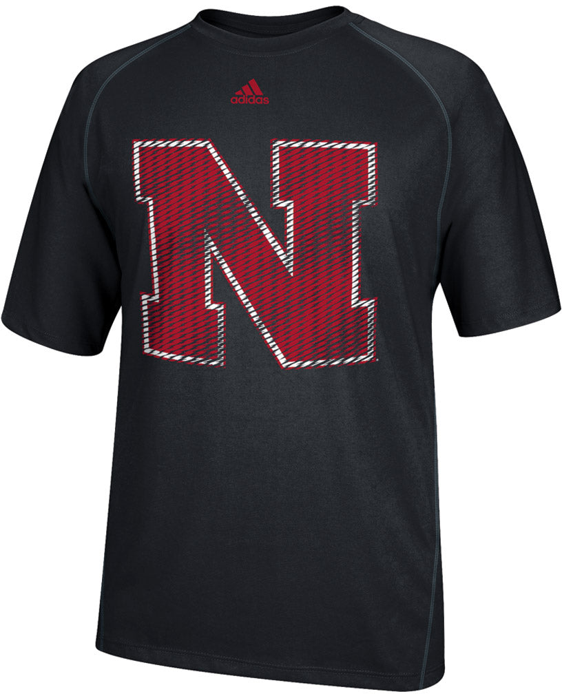 Adidas Black Nebraska Logo Short Sleeve Tee