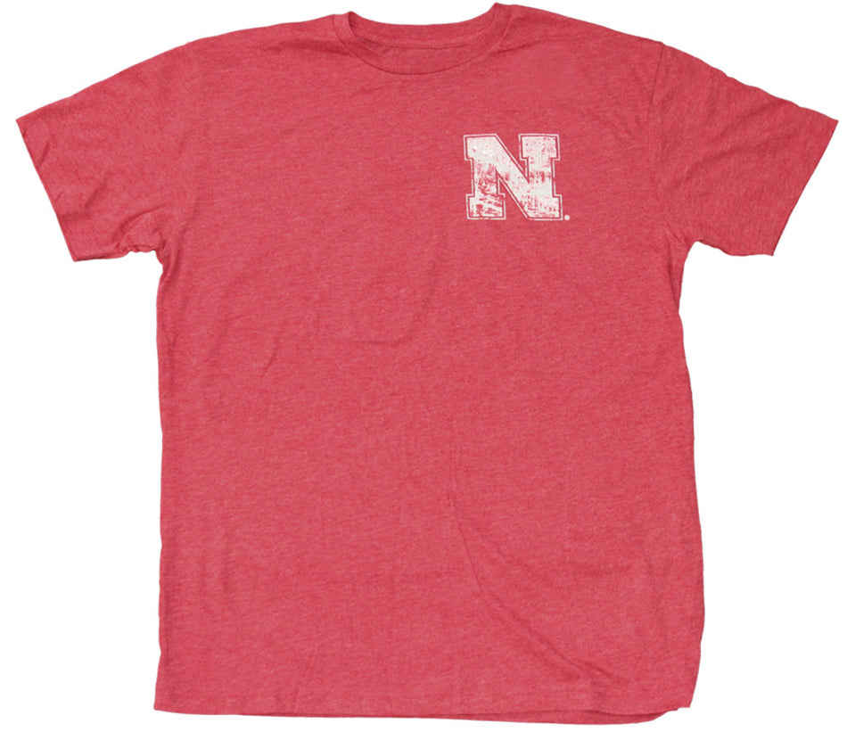 Heather Red Tee with Iron N and Puff Ink