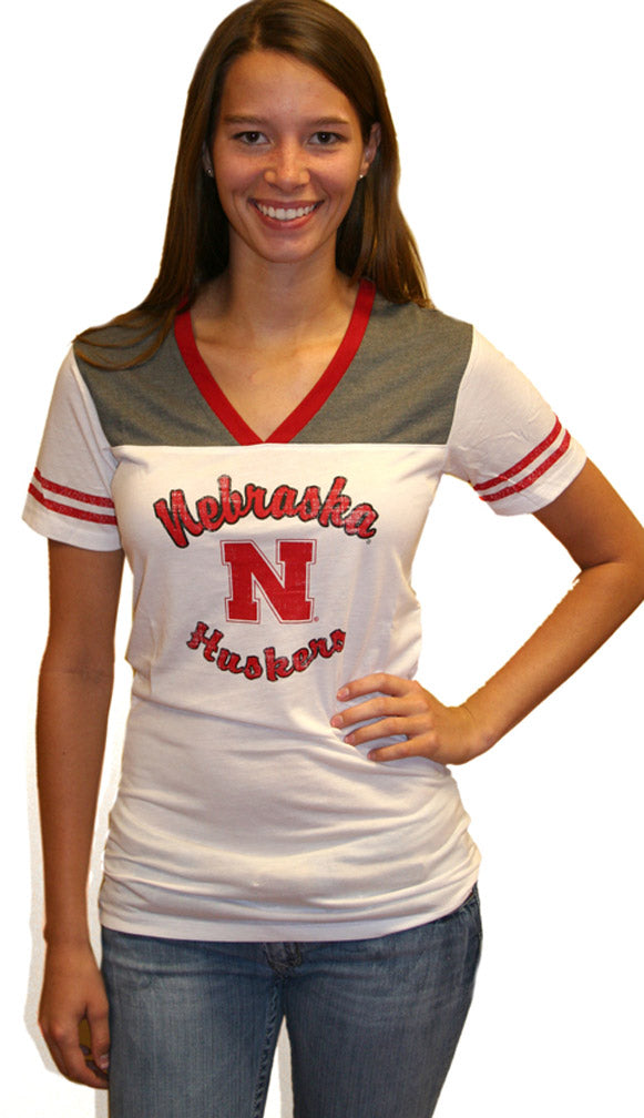 Womens White V Neck Tee