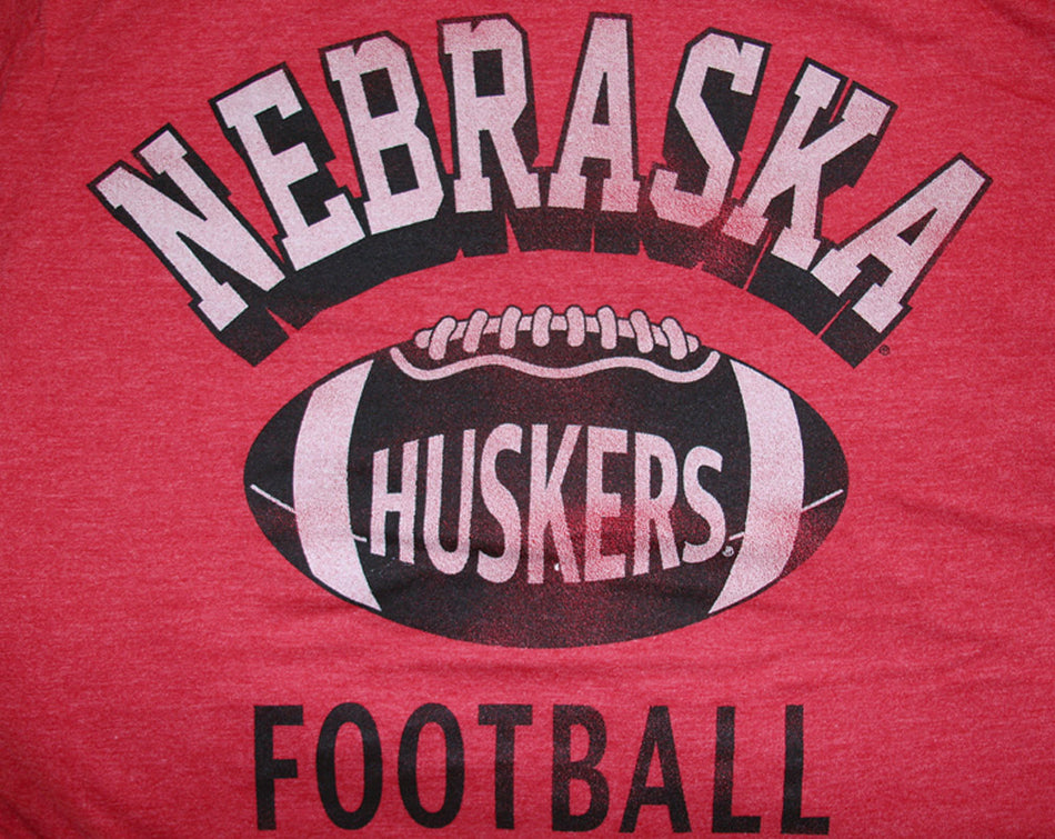 Retro Red Heather Nebraska Huskers Football Tee