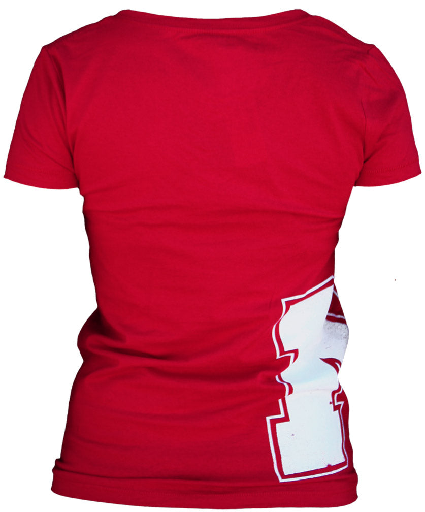 Women's Red Vneck Iron N Tee