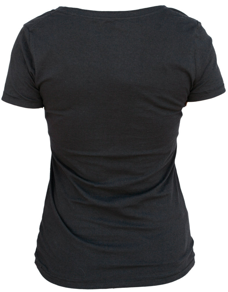 Women's Black Glitter Huskers Vneck Tee