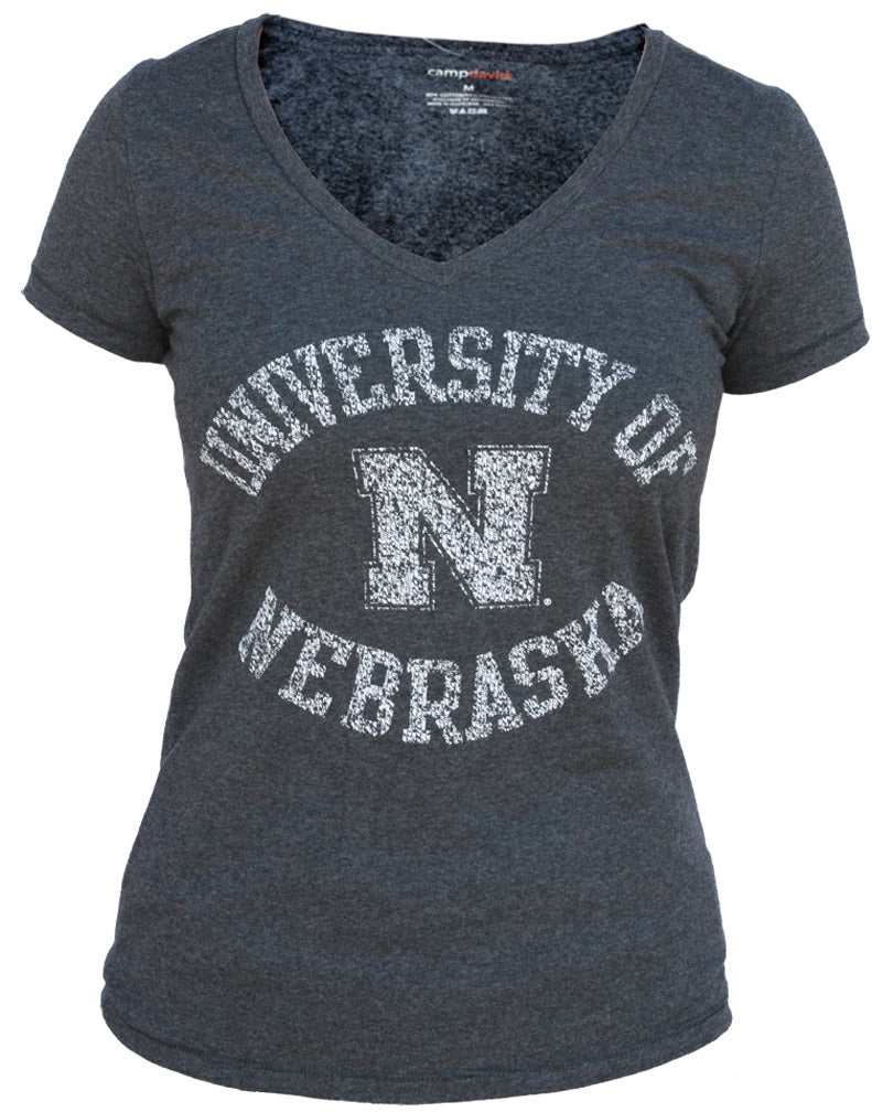 Women's Charcoal U of N Vneck Tee