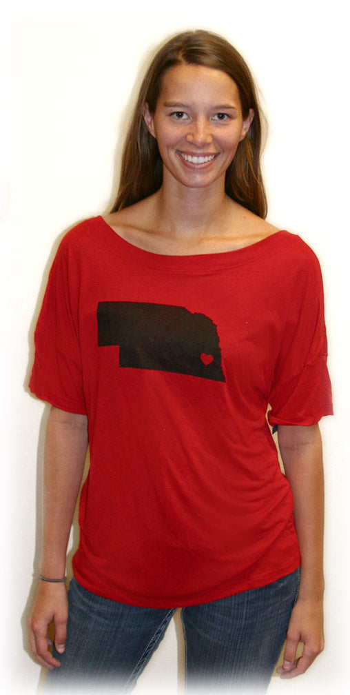 V Back Womens Short Sleeve Red Tee
