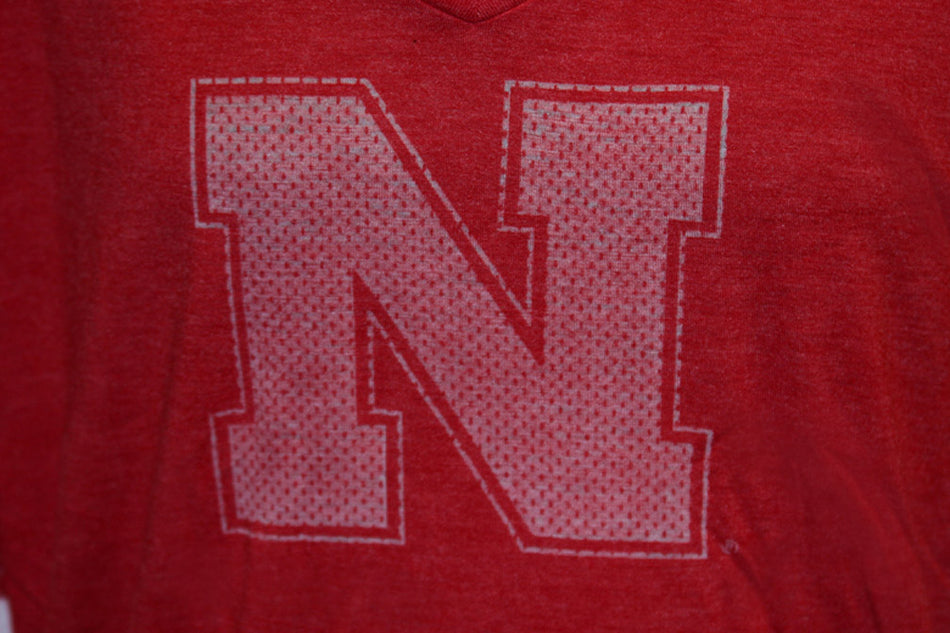 Womens White and Red Meshey Tee