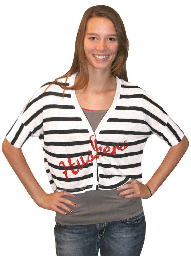 Huskers Button Down Cardigan