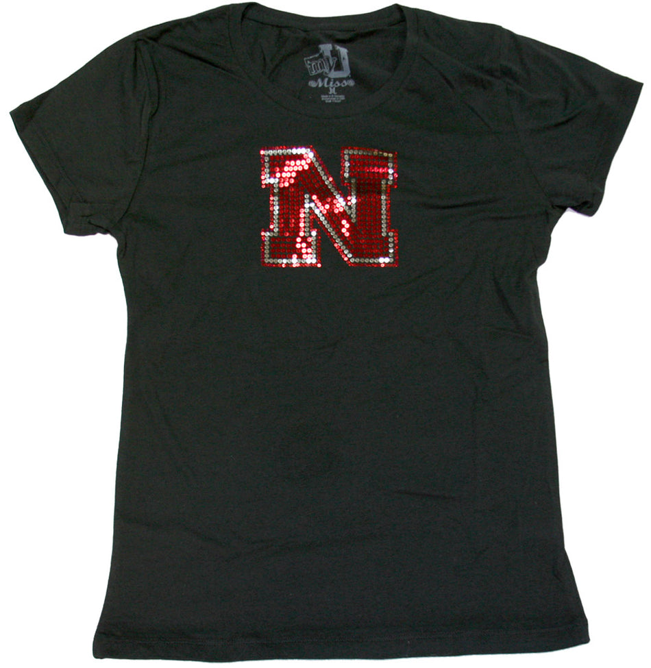 MyU Juniors Black Tee with sequin N