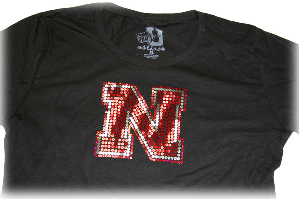 MyU Juniors Black Tee with sequin N