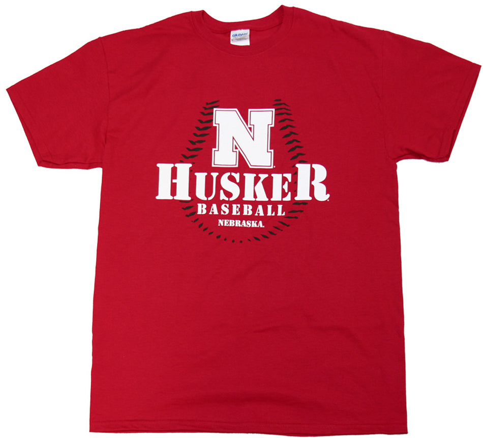 Red Huskers Baseball Tee