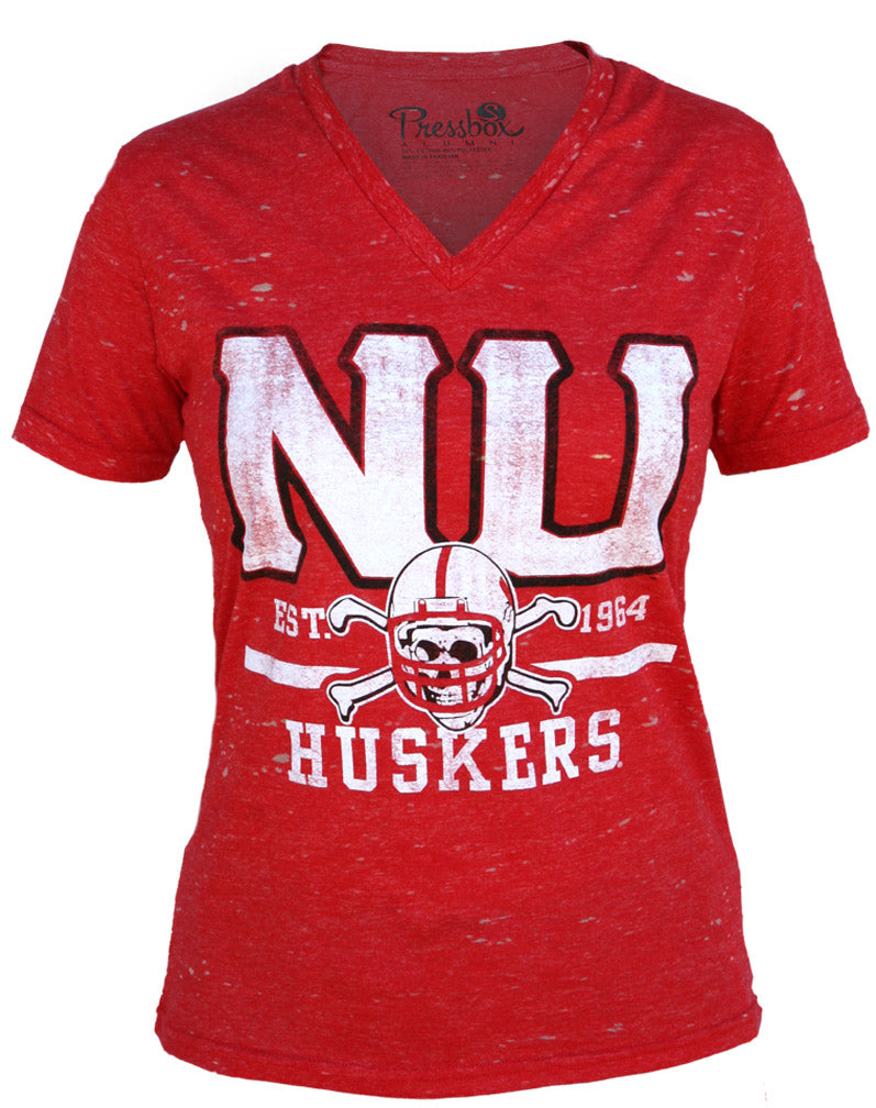 Womens Heathered Red NU Huskers Blackshirts Tee