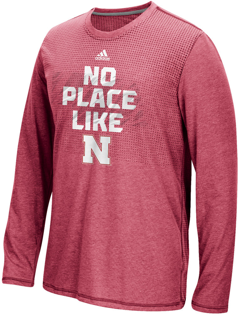 Adidas Aero Knit L/S No Place Like Nebraska Sideline Tee - Red