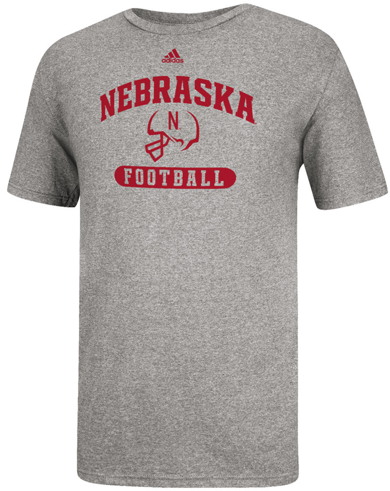 Adidas Nebraska Football Helmet Tee - Gray