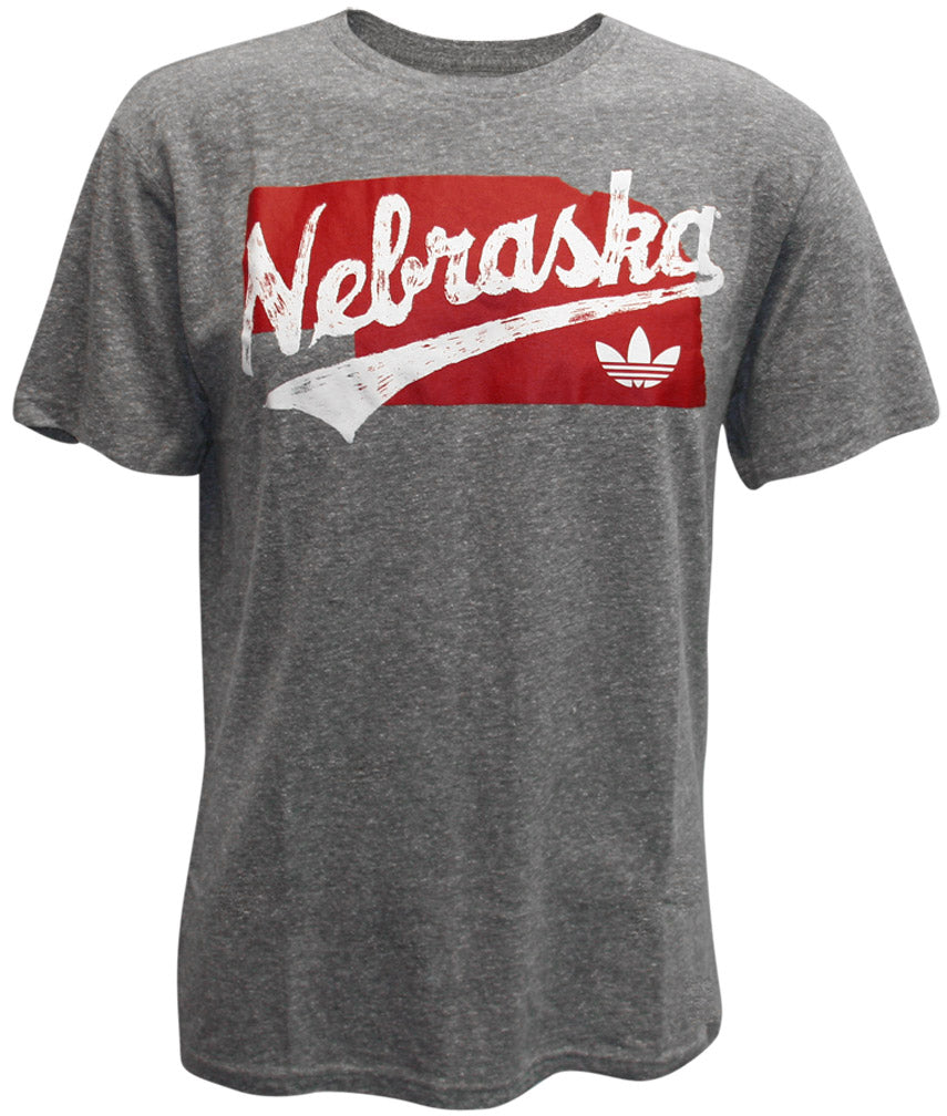 Adidas Nebraska Statescript Tri-Blend Tee - Grey