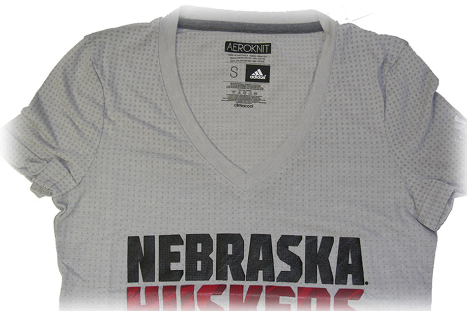 Adidas Womens Nebraska Huskers Shock Energy V-Neck Tee - Grey