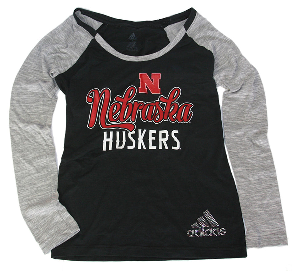 Adidas Ladies Long Sleeve Huskers Tailsweep Bling Slub Tee