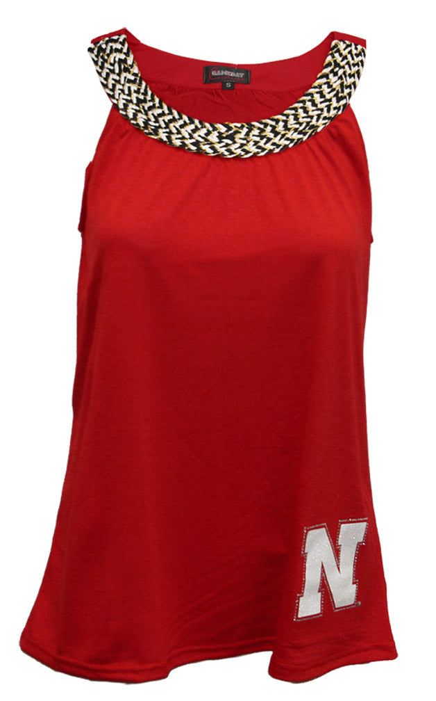 Husker Gal Embellished Neckline Tank