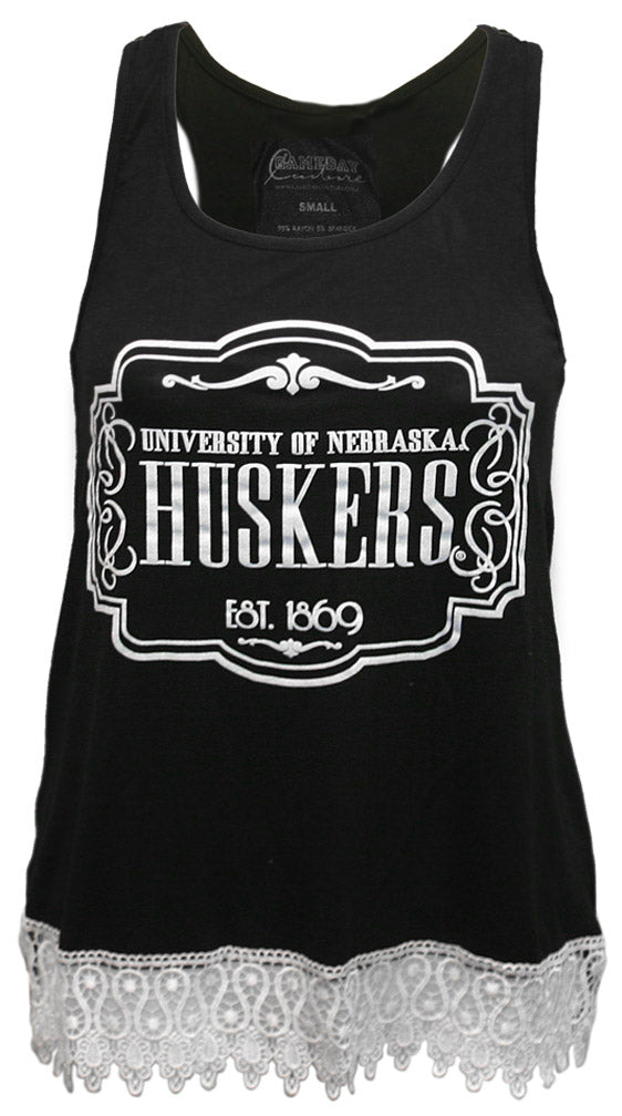 Black Tank with Crochect Trim