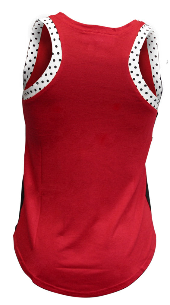 Tri-Color Husker Racer Polka Dots Tank