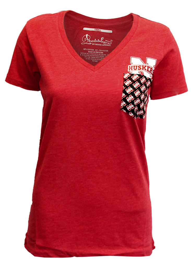 Nebraska Huskers Vneck Emerald Tee