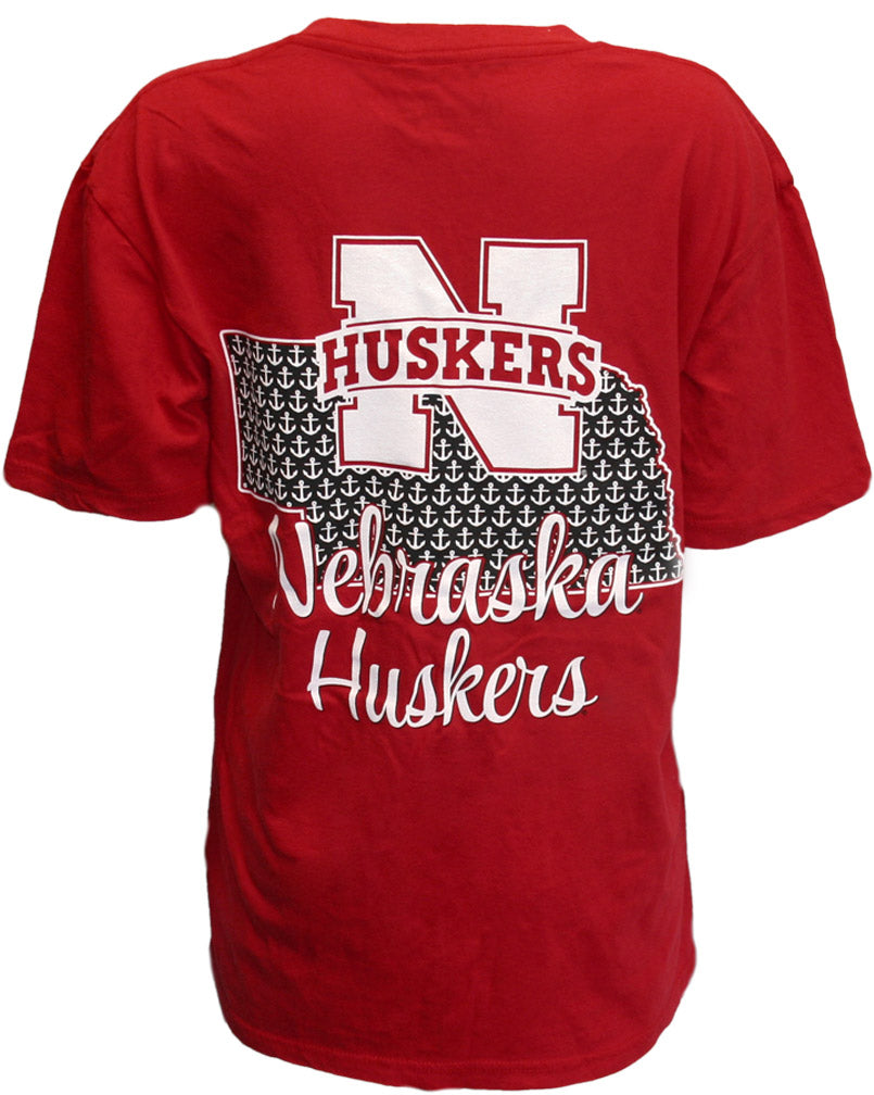 RED S/S V W/ STATE ANCHOR & LEFT CHEST NU
