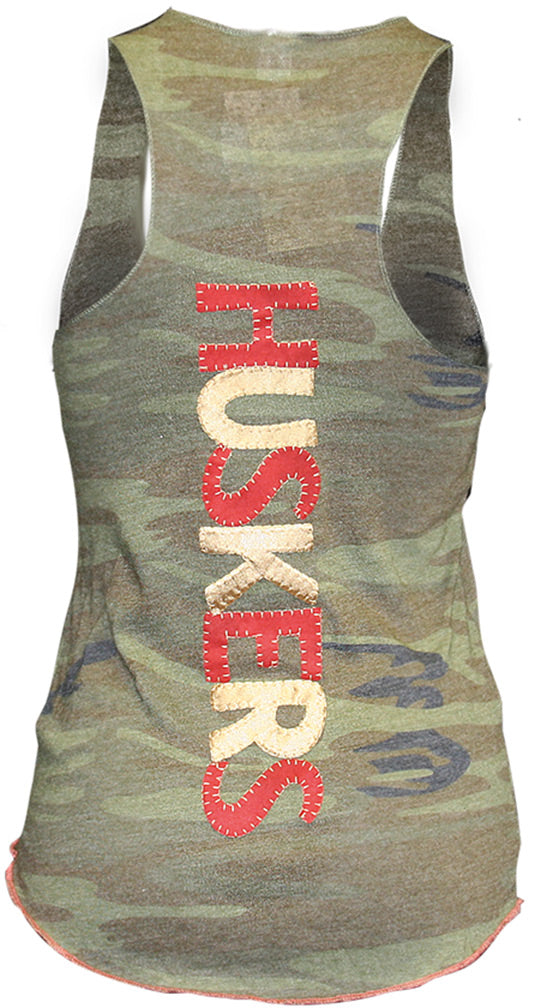 Camo N Huskers Gold Racerback Pixi Tank