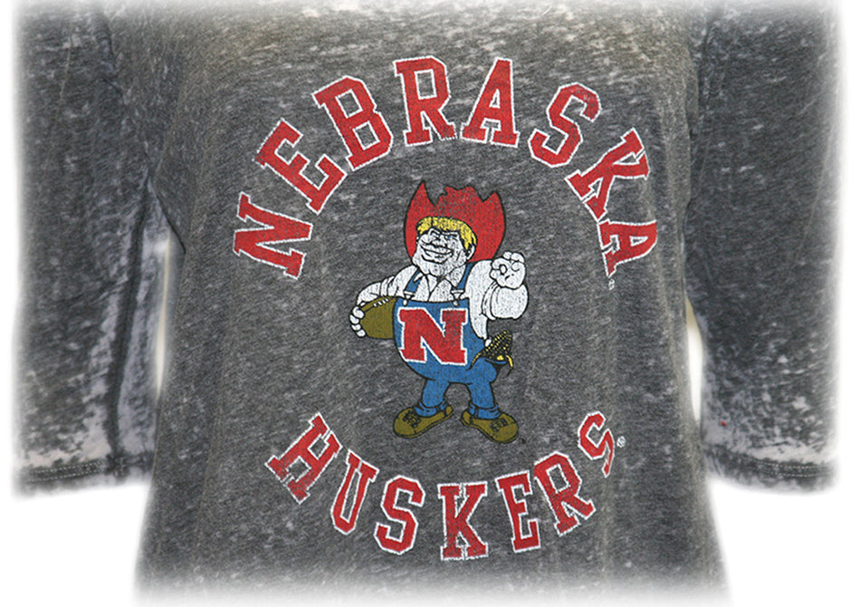 Nebraska Huskers Burnout 3/4 Sleev Tee