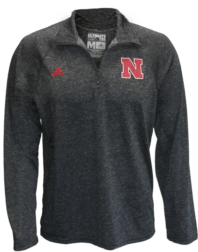 Adidas Black Heather 1/4 Zip Ultimate Tee