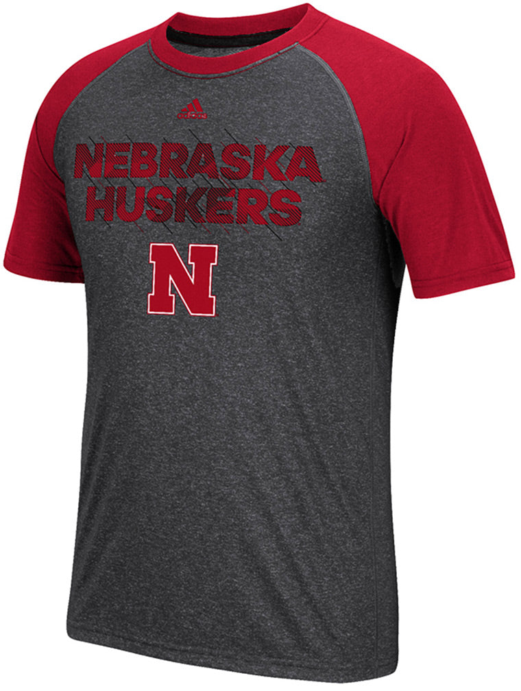 Adidas Nebraska Huskers Raglan In Motion Climalite Tee