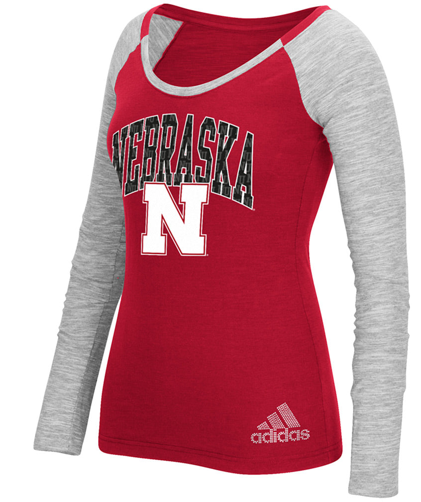 Adidas Womens Nebraska N Bling LS Tee