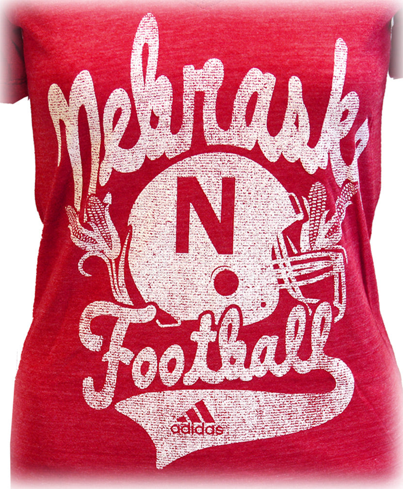 Adidas Womens Nebraska Football Helmet Tee