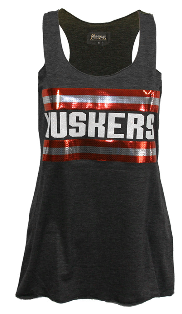 Huskers Glitter Sequin Tank