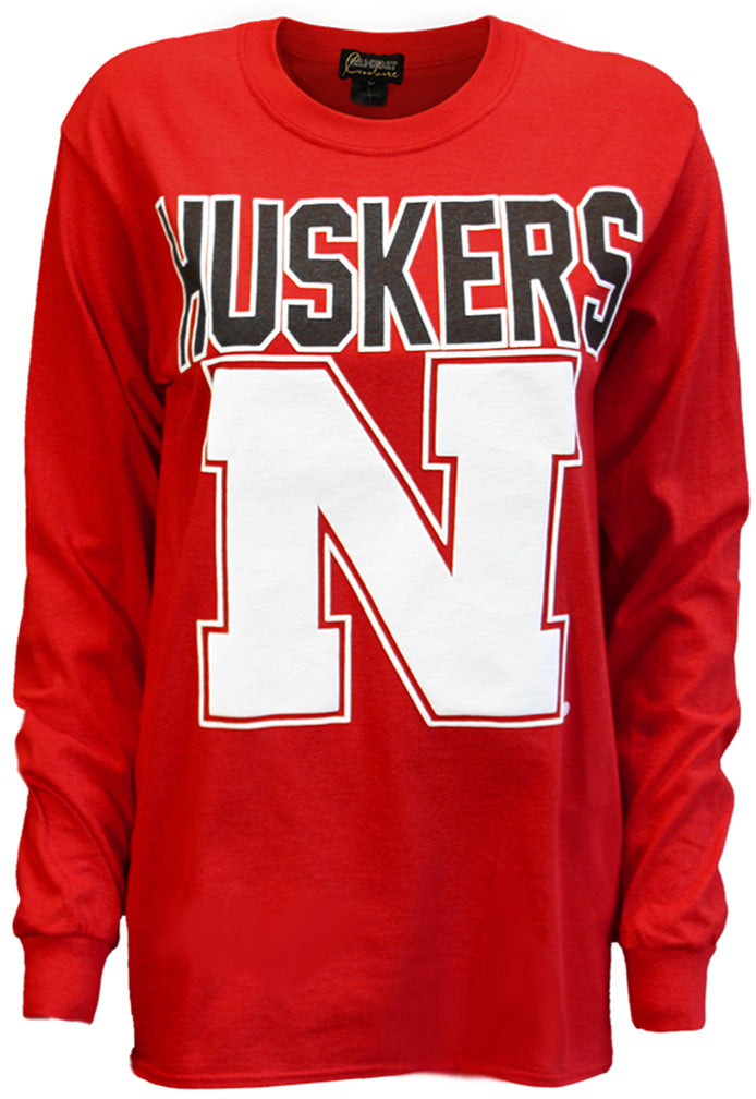 Huskers Elbow Patch LS Tee