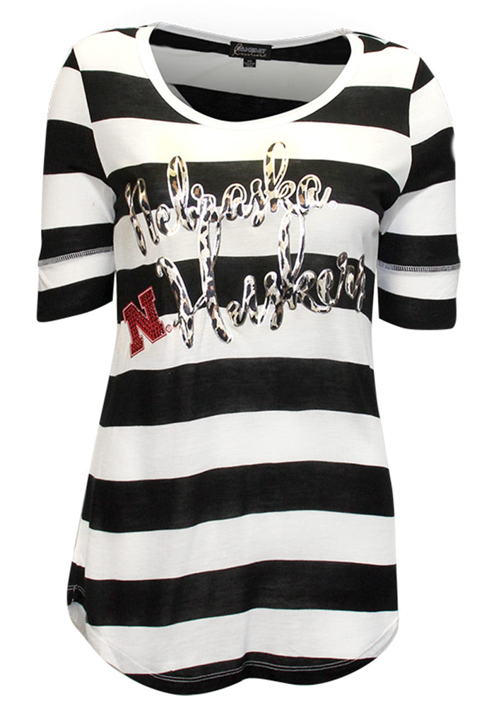 Nebraska Iron N Striped Leopard Top