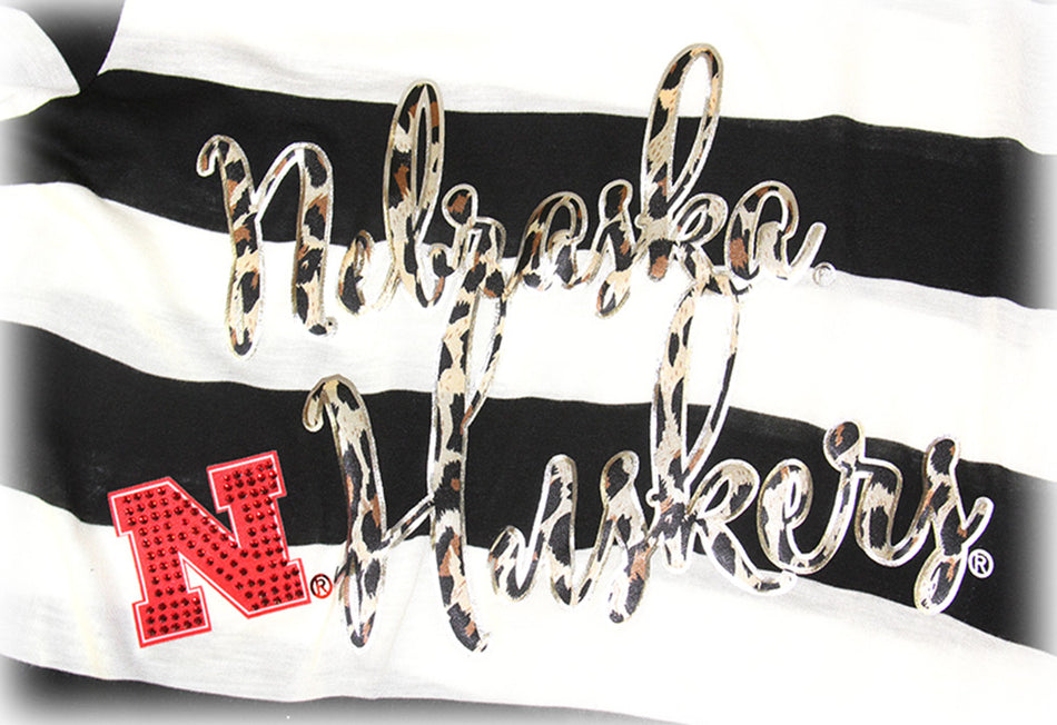 Nebraska Iron N Striped Leopard Top