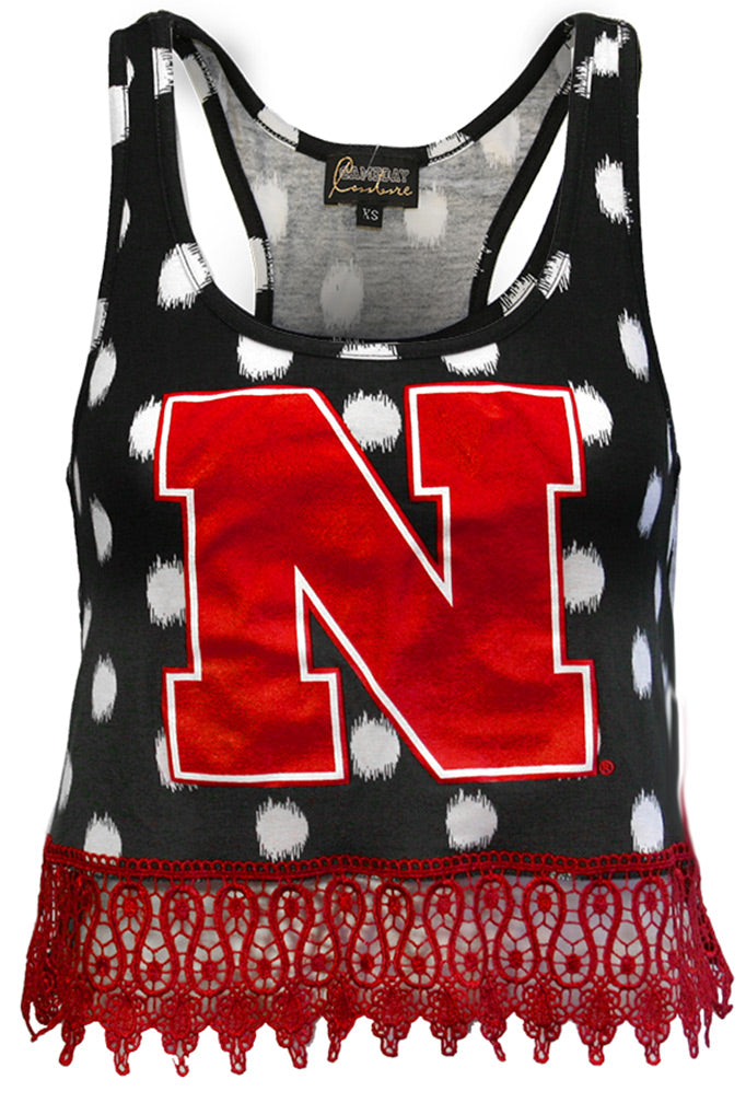 Nebraska N Crop Top Polka Dot Crochet Tank