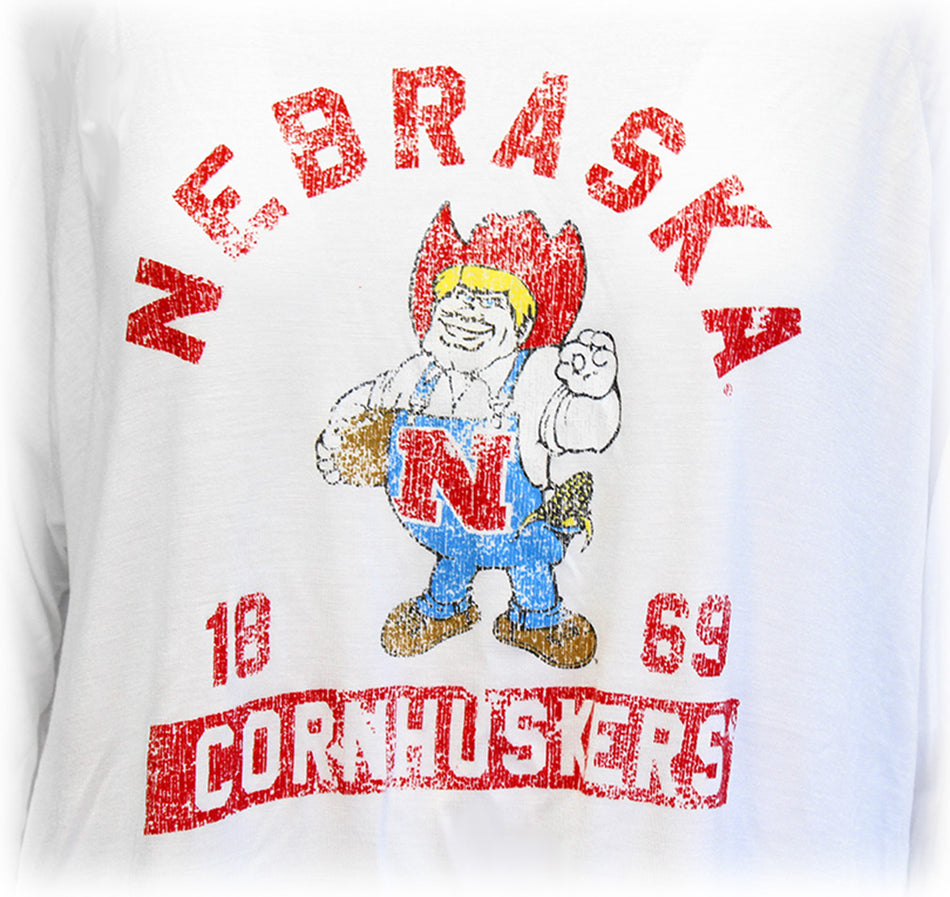 Womens LS Nebraska Cornhuskers Herbie Tee