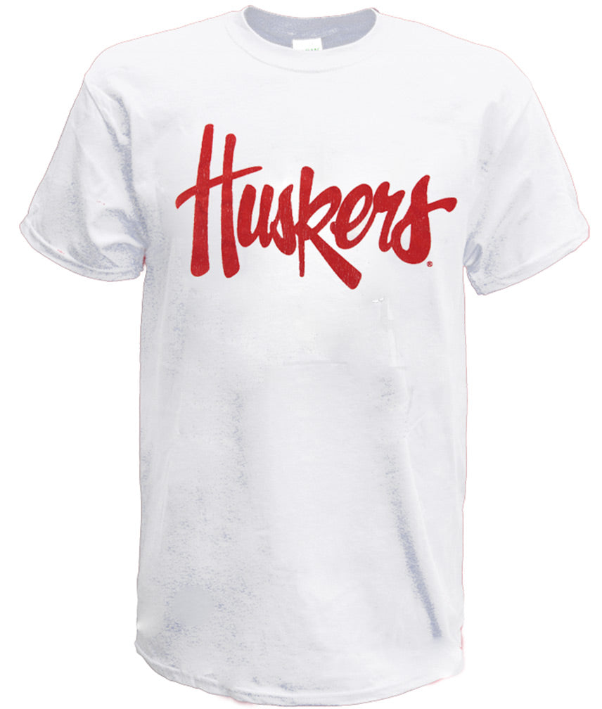 Huskers Script Tee - White
