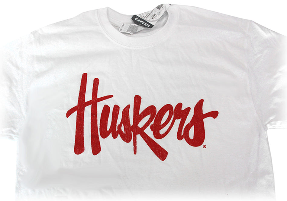 Huskers Script Tee - White
