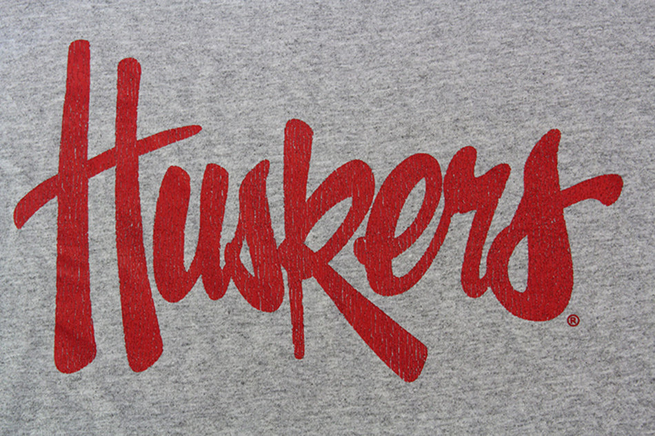 Huskers Script Tee - Gray
