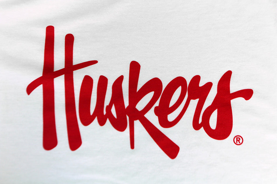 Huskers Script Long Sleeve Tee - White