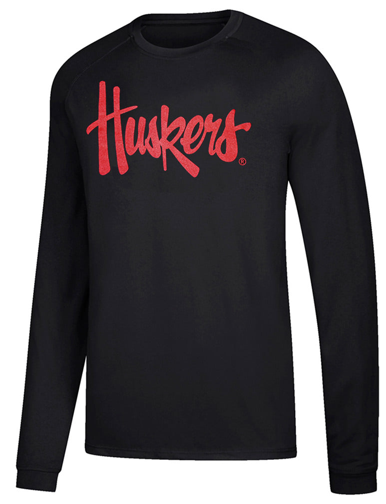Huskers Script Long Sleeve Tee - Black